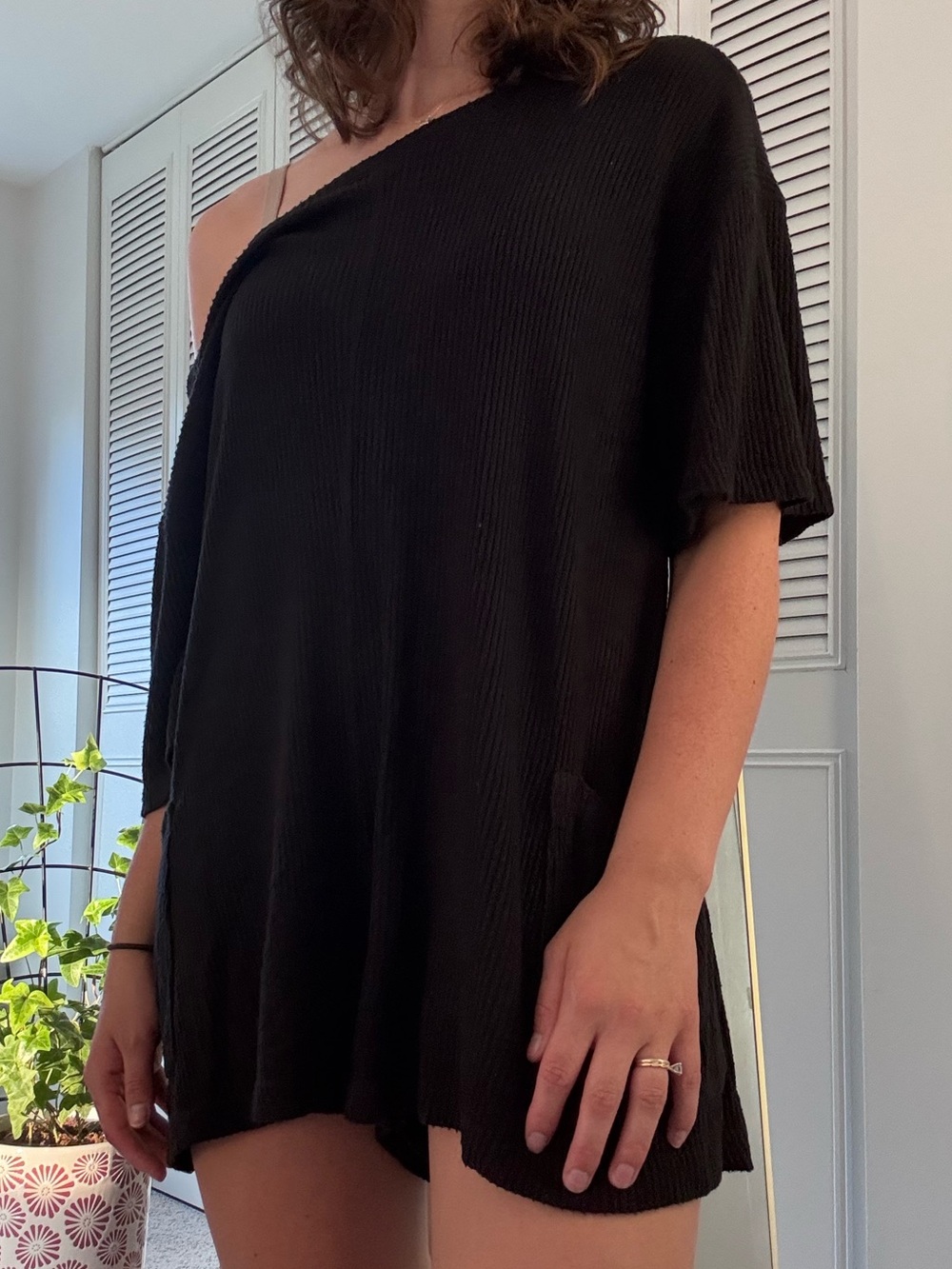 Black Ribbed Romper